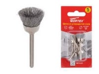 WORTEX Щетка из углеродистой стали 16 мм для бормашины, гравера, дремеля, набор 5 шт.