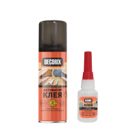 DECORIX Клей двухкомпонентный для экспресс-склеивания (супер клей 25 г + аэрозольный активатор 140 мл)