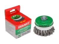 Щетка д/шлиф.маш. "чашка" косич. 65мм усиленная ВОЛАТ (для УШМ шлифмашины болгарки М14 торцевая крацовка) (81040-65)